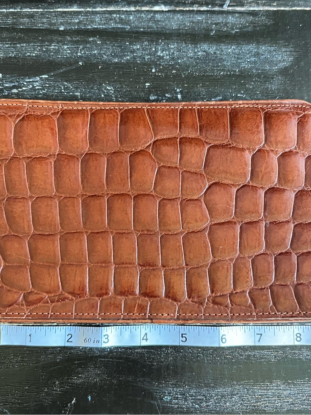 Nine West Brown Croc-Embossed Leather Wristlet - Picture 8 of 11